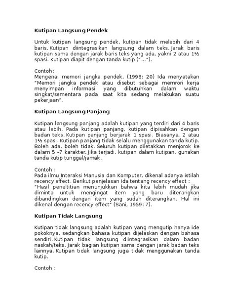 Contoh Kutipan Langsung Dan Tidak Langsung Dalam Paragraf – Berbagai Contoh