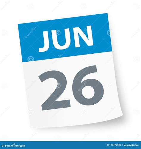 June 26 Calendar Icon Stock Illustration Illustration Of Date