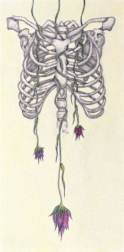 You will be drawing two different views of the human rib cage. Rib cage with Flowers by ThorsleyWorks on Etsy | Rib cage ...