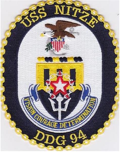 Ddg 94 Uss Nitze Guided Missile Destroyer Ship Crest Patch Us Navy