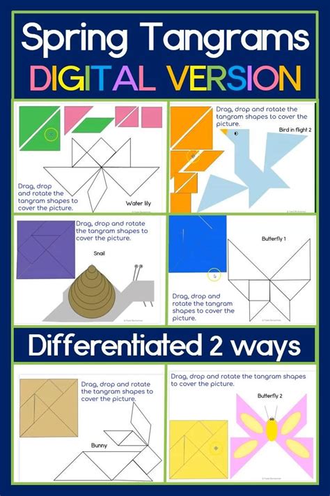 Spring Tangram Digital Activity With 7 Puzzles To Solve Fun Math Center