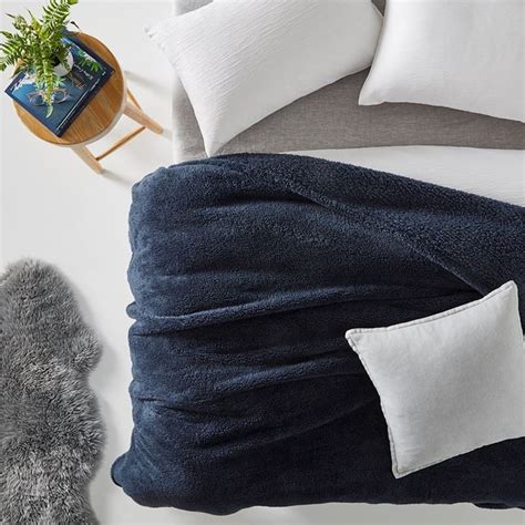 Sherpa Navy Blanket Adairs