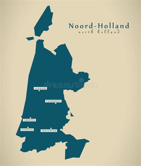 north holland province map of the netherlands in front of a whit stock illustration