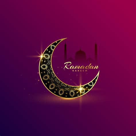 Beautiful Shiny Golden Moon Ramadan Kareem Greeting Download Free