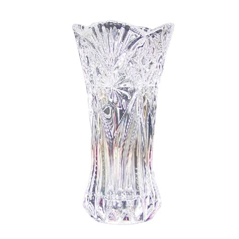 Crystal Glass Flower Vase Embossed Floral Home Wedding Decor T 19 5cm Tall Ebay