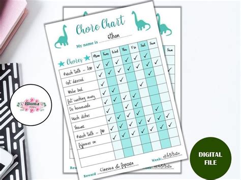 Chore Chart Dinosaur Printable Childrenkids Reward Chart Download