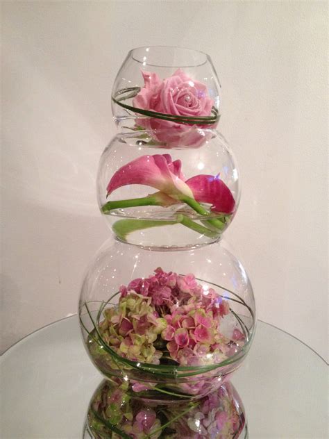 Three Tired Fish Bowl Arrangement With A Different Theme Inside Each