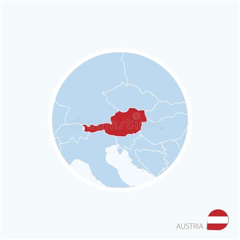 Map Icon Of Austria Blue Map Of Europe With Highlighted Austria In Red