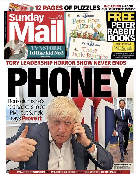 Sunday Mail Front Page 23rd Of October 2022 Tomorrows Papers Today