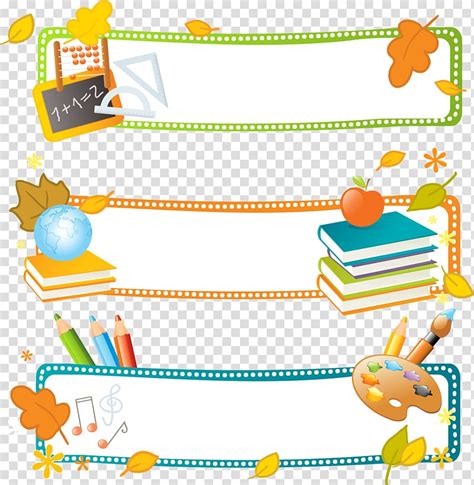 Three Assorted Color And Design Border Graphics School Banner