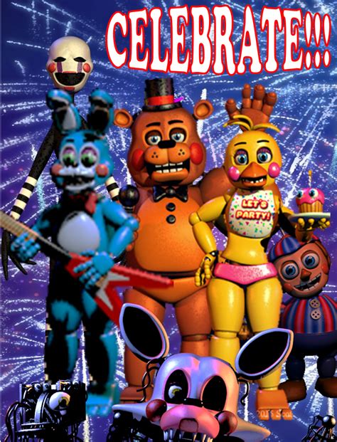 Fnaf 1 Celebrate Poster Fnaf 2 Version By Piggy Ham Bacon On Deviantart