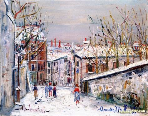 Rue Du Mont Cenis In The Snow Artwork By Maurice Utrillo Oil Painting