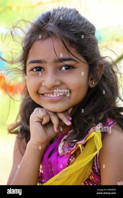 Indian Girl Smiling South India Stock Photo Alamy