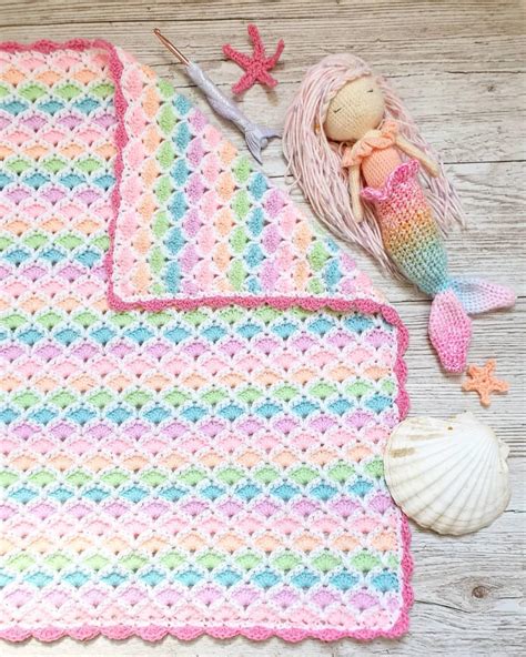 Mermaid Blanket Crochet Pattern Baby Girlboy Rainbow Etsy Australia