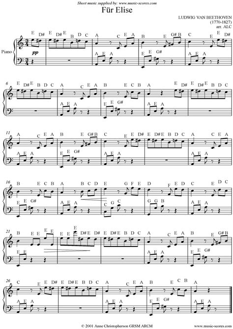 Für Elise: 1st theme: Easy Piano by Beethoven | Easy piano sheet music