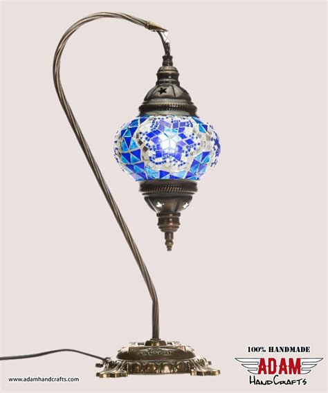 Swan Neck Mosaic Table Lamp Blue Model 1 Medium Mosaic Lamps