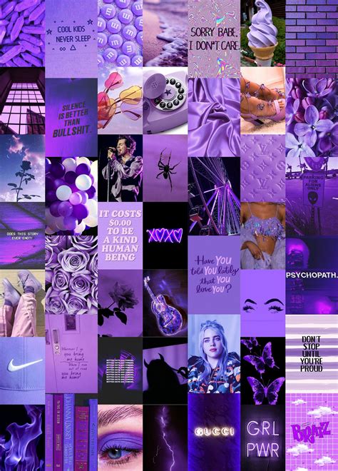 Deep Purple Wall Collage Kit Purple Aesthetic Photos 46pcs Instant