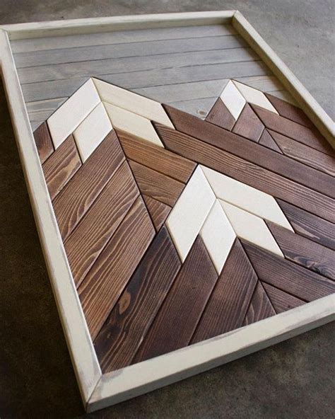I love the geometric art images in wood. Mountain Wood Art,Christmas Gifts,Modern Wood Art,Wood ...