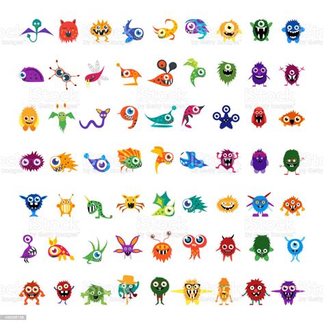 Big Vector Set Of Drawings Custom Characters Isolated Colorful Monsters