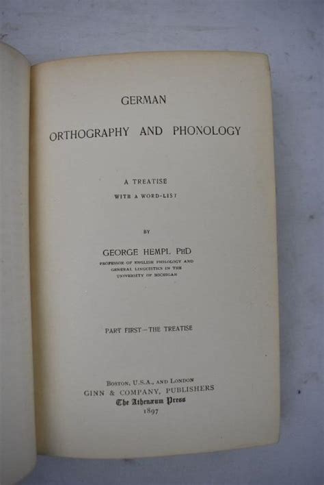 German Orthography And Phonology Hardcover Book By Hempl Antique 1897