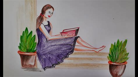 How To Draw A Girl Reading Book Step By Step Pencil Drawing Of Girl Reading A Book Youtube