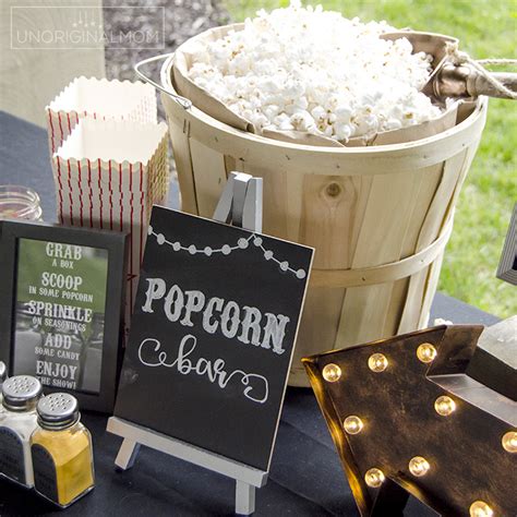 Outdoor Movie Night Popcorn Bar With Free Printables Unoriginal Mom