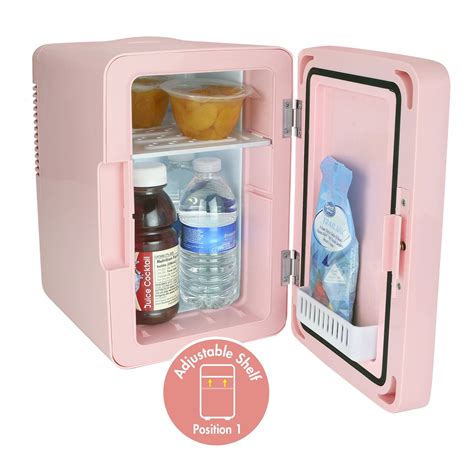 Personal Chiller Led Lighted Mini Fridge With Mirror Door Coral