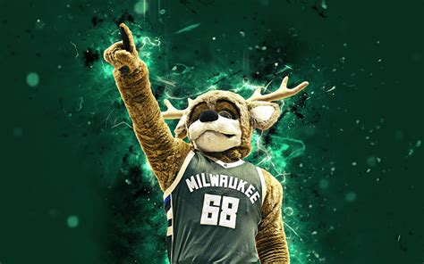 Download Wallpapers Bango The Buck 4k Mascot Milwaukee Bucks