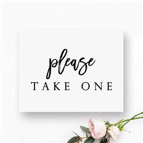 Printable Please Take One Sign Favor Table Sign Please Take Etsy