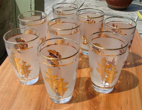 Retro Libbey Gold Leaf Glasses Set Of By Main On Etsy
