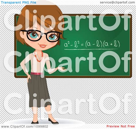 Clipart Friendly Brunette Female Math Teacher With Glasses Presenting A