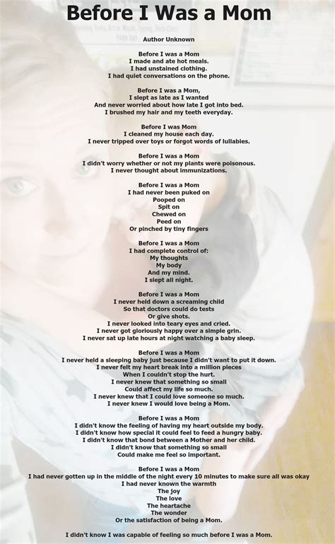 Before I Was A Mom {free Printable} The Things I Love Most Mothers Day Poems Mom Poems