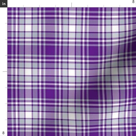 Purple Plaid Fabric Purple White And Gray Plaid Geometric By Etsy Uk