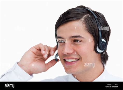Close Up Of Male Call Center Agent In A Conversation Stock Photo Alamy