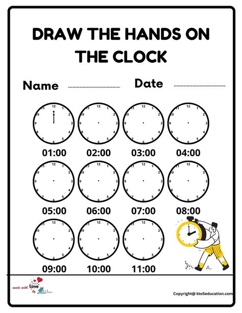 Draw The Hands On The Clock Worksheet Free Download