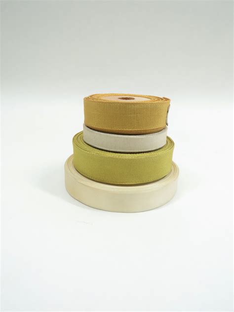 4 Rolls Ribbon On Wood Spools Off White Gold Green Vintage In 2022