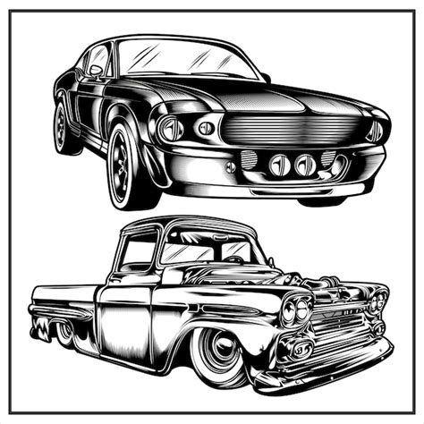 Premium Vector Set Vintage Cars Illustration Graphic Vol 5