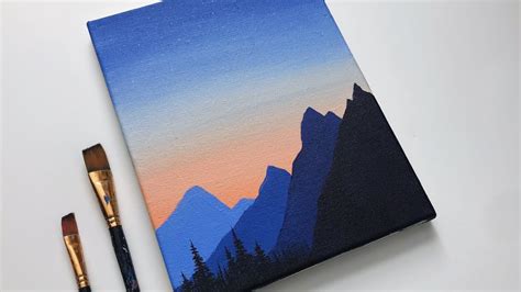 Layers Of Blue Mountains Acrylic Sunset Painting For Beginners