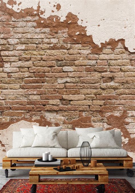 Red Distressed Bricks Wallpaper Old Wall Creative Mural By