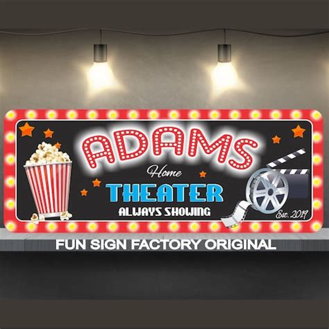 Custom Home Theater Sign Movie Theater Decor Personalized Etsy
