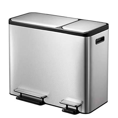 Eko Dual Compartment Stainless Steel Recycle Step Trash Can 30l 15l