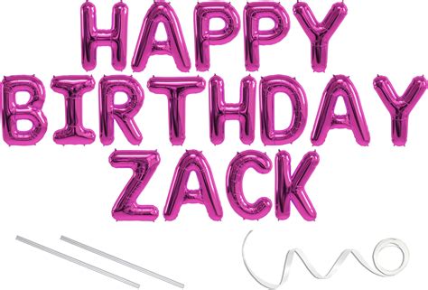 Zack Happy Birthday Mylar Balloon Banner Pink 16 Inch Letters
