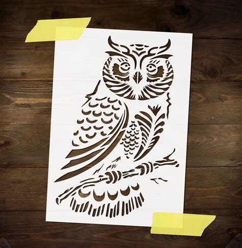 Owl Stencil Reusable Diy Craft Mylar Stencil For Paint Home Etsy