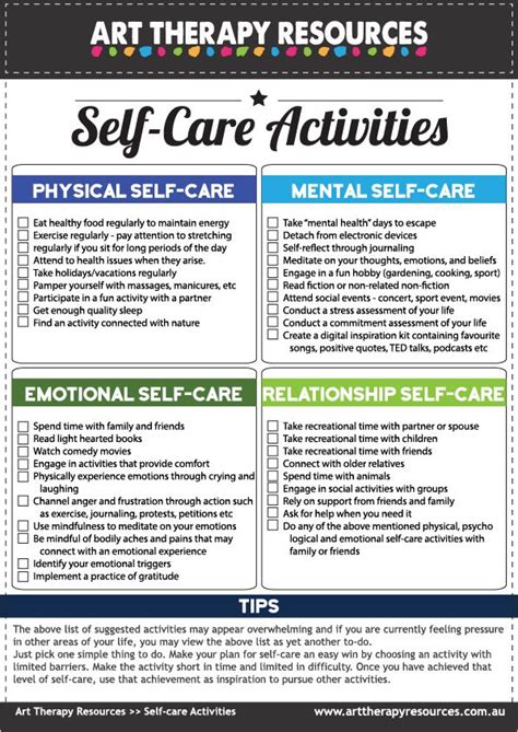 Self Care For The Art Therapist Includes Free Self Care Activity List Therapy Activities