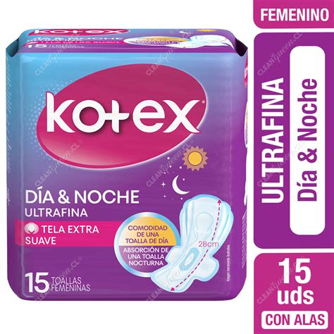 Toalla Higiénica Día Y Noche Kotex Ultrafina Extra Suave 15 Unid Clean Queen