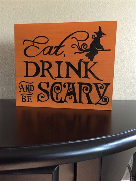 Eat Drink And Be Scary Wood Sign Halloween Decor Wood Etsy Wooden