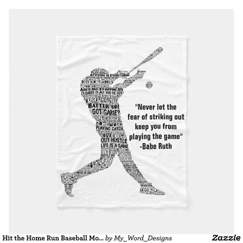 Hit The Home Run Baseball Motivational Word Art Fleece Blanket Zazzle