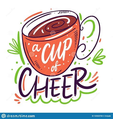 A Cup Of Cheer Christmas Holiday Drink Hand Drawn Vector Lettering