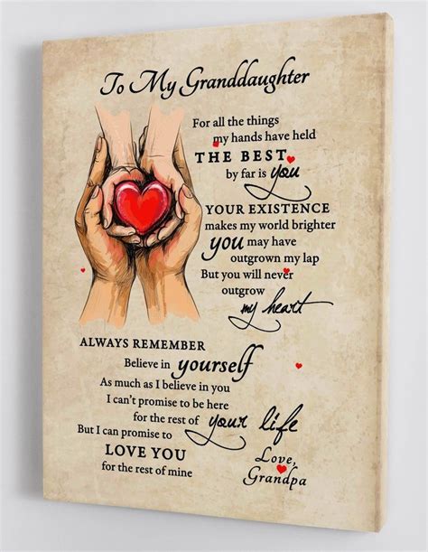 To My Granddaughter From Grandpa Hard Time Framed Canvas T