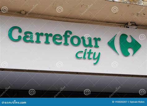 Carrefour City Brand Logo And Text Sign Town Store Entrance Shop